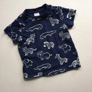 H&M 4-6m Short Sleeve Navy Animal Print T-Shirt